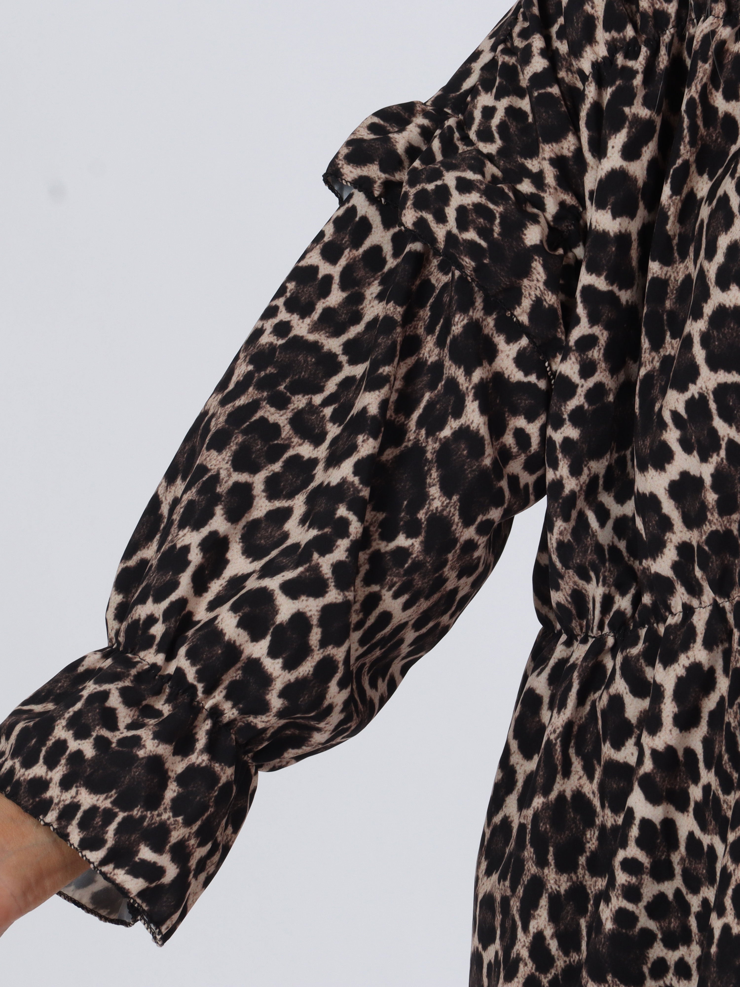 Monica Animal - Plus size tunikakjole i dyreprint med flæser